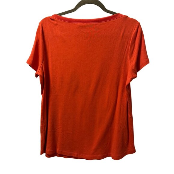 Chicos Orange Short-Sleeve Cotton Blend Top Size L Casual Lightweight Crew Neck - Picture 11 of 12